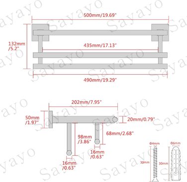 Тримач для рушників SAYAYO на стіну, з полицею, з нержавіючої сталі, 50 см (золотий)