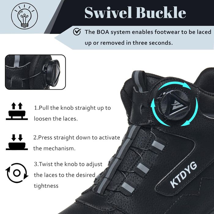 Черевики безпеки для чоловіків та жінок, водонепроникні робочі черевики, легкі спортивні черевики, черевики з металевим підноском, чорні, з поворотним затвором, 41 EU