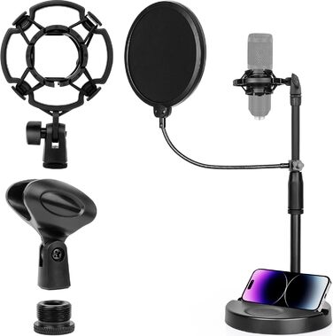 Підставка для мікрофона ChromLives для Razer Seiren X, з поп-фільтром, вітрозахистом та кабелетримачем, 5/8 адаптер для радіомовлення та запису