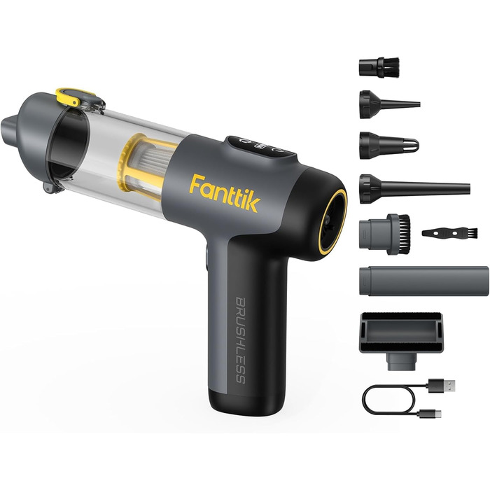 Бездротовий акумуляторний ручний пилосос Fanttik Slim V9 Mix 4-в-1 (12000Pa) з LCD-дисплеєм для дому, авто та видалення шерсті тварин