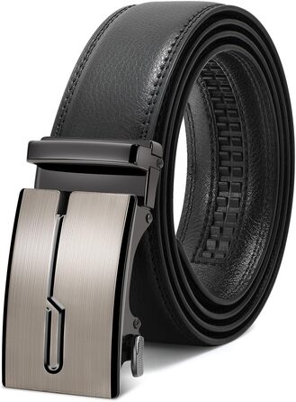 Чоловічий шкіряний ремінь WERFORU з автоматичною пряжкою, регульований, 3.5 см, для костюма та джинсів, E-чорний, 145 см (обхват талії 105-125 см)