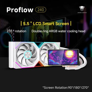 ProFlow AIO 240 - Водяне охолодження з LCD-дисплеєм для AM4/AM5 та Intel LGA1851/1700 (240мм, Чорний)