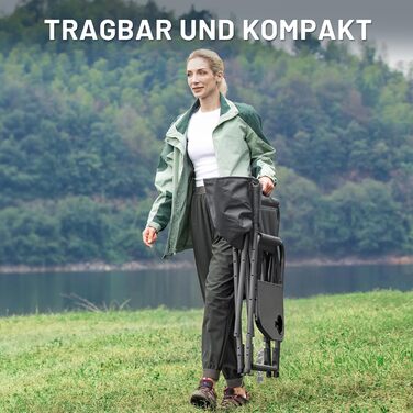 Складний туристичний стілець Timber Ridge з алюмінію, 3,3 кг, 180 кг, з бічним столиком, кишенькою та тримачем для напоїв - для кемпінгу, риболовлі, пляжу, пікніка, фестивалів (сірий)