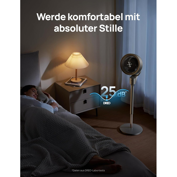 Вентилятор Dreo Leiser Standventilator: тихий, з осциляцією, таймер 6H, дистанційне керування, для спальні, функція ароматерапії (чорний)