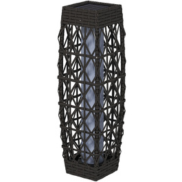 Outsunny Solar LED Garden Light with Rattan and Light Sensor, Grey, UV-Resistant for Outdoor Use