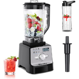BioloMix High-Performance Blender 2200 W, Self-Cleaning Function, Stand Mixer 2L Container and 600ml Travel Cup BPA Free. Smoothie Mixer (T5900, Black) T5900 Black