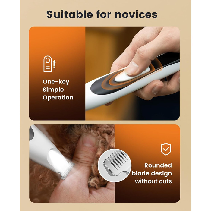 Триммер для догляду за лапами собак Oneisall з LED-підсвічуванням, тихий, акумуляторний, для лап, очей, вух, обличчя