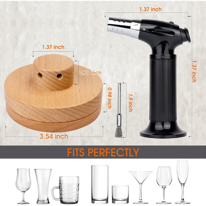 Набір для копчення коктейлів з ліхтариком: кулінарна запальничка для коктейлів, віскі та напоїв, 4 смаки дерев'яної стружки