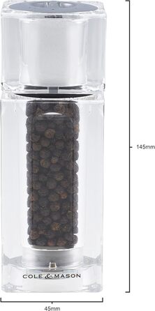 Cole & Mason Cube 2 в 1 млин для солі та перцю, акрил, 130 мм, Precision+, комбінована млинка для спецій