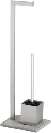 Набір для туалету WENKO Granit: тримач для щітки, нержавіюча сталь, сірий, 23 x 73.5 x 19.5 см