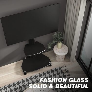Rolling TV Stand with Wheels - Adjustable Height & Swivel for 27-70 inch Flat & Curved TVs (VESA 400x400, 50kg)