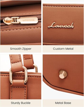 Сумка для ноутбука LOVEVOOK жіноча 17 дюймів, коричнева: ділова сумка, портфель, сумка для університету, школи, офісу