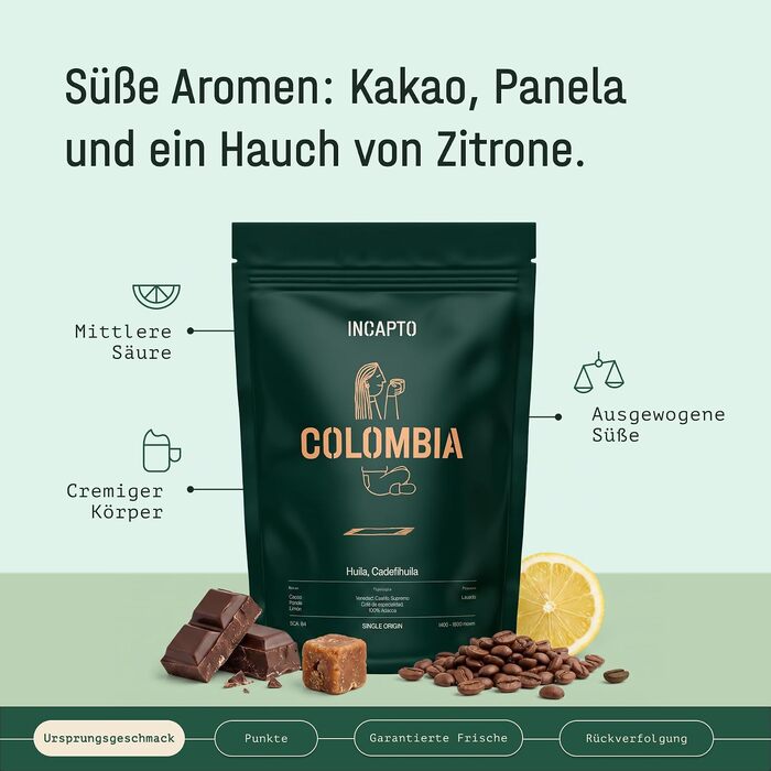 Спешелті кава в зернах Incapto Колумбія Huila, 100% арабіка для еспресо, SCA 84 бали, 1 кг