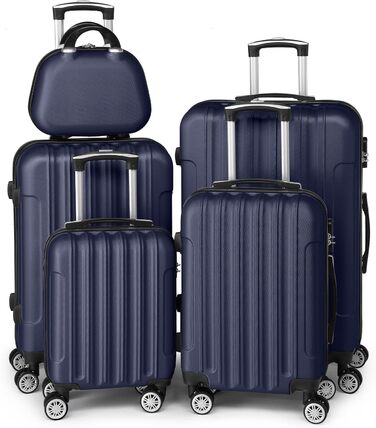 Набір валіз LEADZM 5 шт. з косметичною сумкою, жорсткий набір валіз-ролерів ABS з телескопічною ручкою, ручна поклажа (Турквіз)