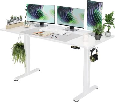 Електричний стіл Claiks з регулюванням висоти 160x60 см, білий, письмовий стіл для роботи стоячи та сидячи