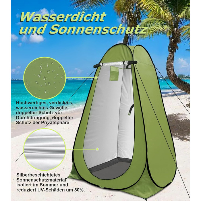Riggoo Pop Up Privacy Tent - Portable Toilet & Changing Tent for Camping & Beach - UV40+ Sun Protection - Green