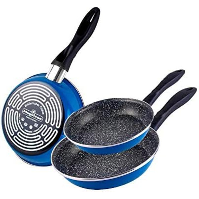 Набір сковорідок Magefesa K2 Blau (20/24/28 см), антипригарне покриття, для всіх плит (індукція), економія енергії 50%
