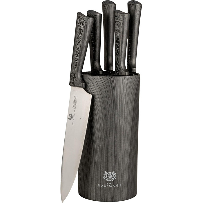 Набір ножів Karl Hausmann 5 предметів: ніж, підставка - кухонні ножі з нержавіючої сталі (сірий колір дерева)