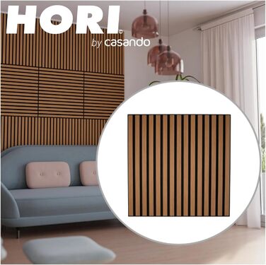 Акустичні настінні панелі HORI з ефектом дерева для шумоізоляції та декору, 60x60x1,8 см, Natural Oak (натуральний дуб, олійоване покриття)