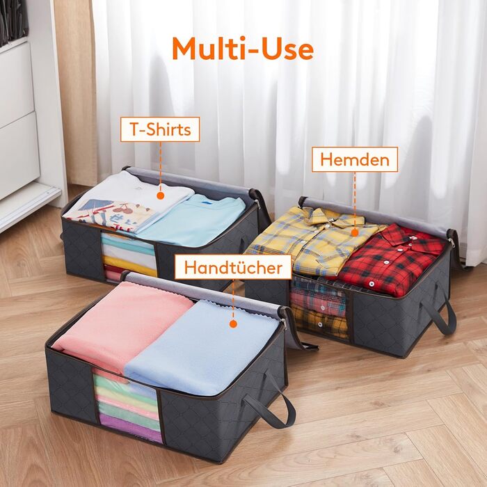 Органайзери для зберігання білизни та постільної білизни Lifewit (3 шт, 35л, сірий)