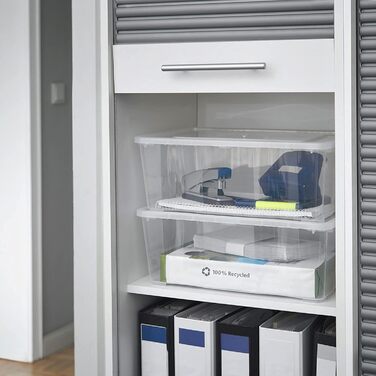 Storage boxes 10 x 10 L with lid transparent - Clear stacking boxes with ventilation
