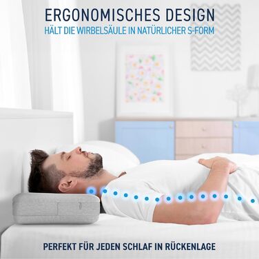 BACK BODYGUARD - The Softer Neck Pillow, Ergonomic Head Pillow with 2 Covers, Orthopedic Pillow - Firmness level: medium - soft (50 X 30 X 12 cm)