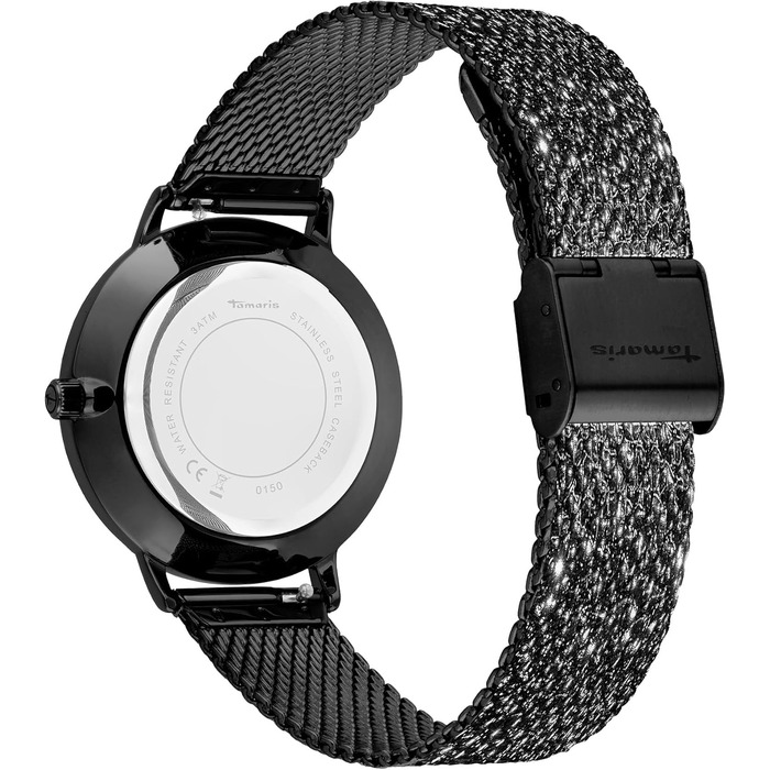 Жіночий годинник Tamaris на кварцовому механізмі, аналоговий, 36 мм, з нержавіючою сталлю, з блискітками, водостійкий 3 ATM (для дрес-коду)