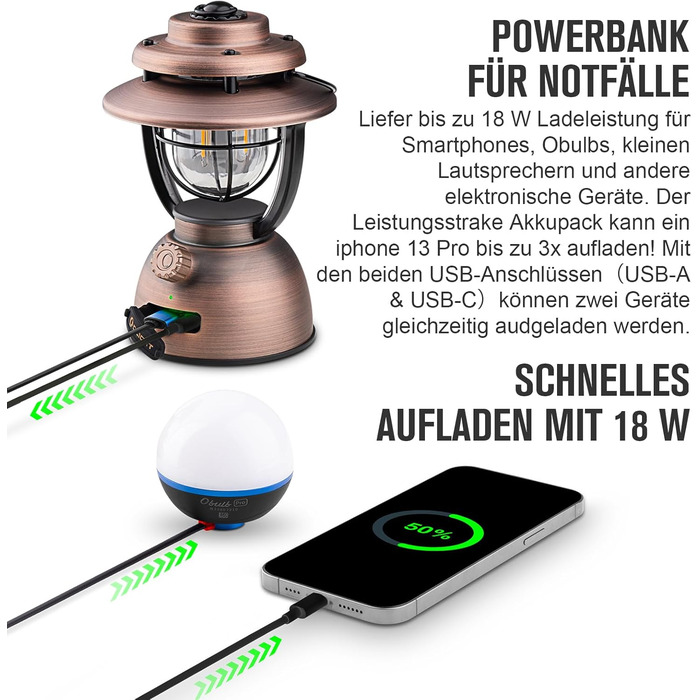OLIGHT Olantern Classic 2 Pro Camping Lamp 300 LM, LED Lantern in Retro Style with Stepless Dimming, Emergency Power Bank USB Rechargeable, for Camping, Garden, Power Outages, Halloween Decoration, Hiking
