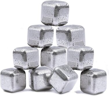 Камені для охолодження напоїв FLOW Barware: набір з 10 шт. з нержавіючої сталі для віскі, вина та джину