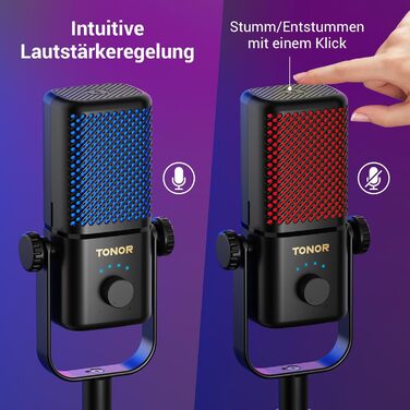 Мікрофон TONOR TCX3 для Xbox з RGB підсвічуванням, бездротовий, для стрімінгу та подкастингу, з регулюванням гучності, чорний