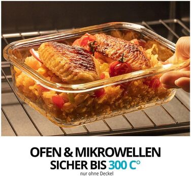 Набір контейнерів для їжі Igluu Meal Prep (5 шт.) – 1050 мл, Borosilikatglas, BPA-free, для мікрохвильовки, духовки, морозильника, посудомийної машини, витікання неможливе