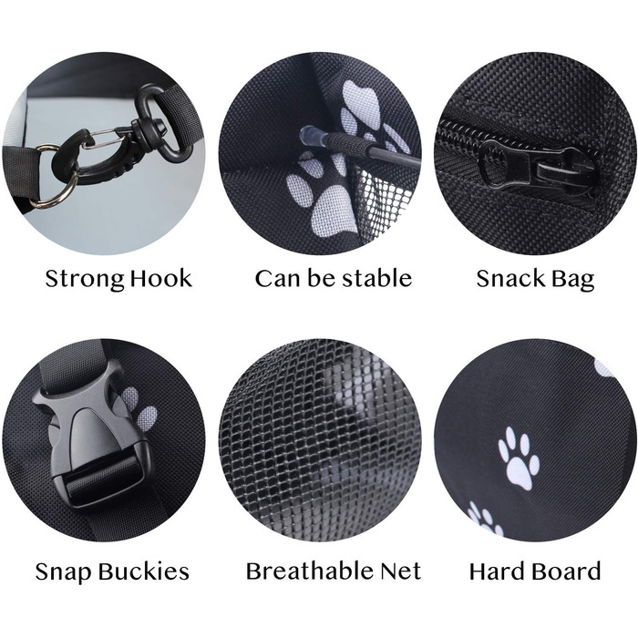 Автокрісло для собак, водонепроникне, дихаюче, для малих та середніх порід, безпечне, миється, переноска для тварин (рожевий колір, з візерунком кісток)