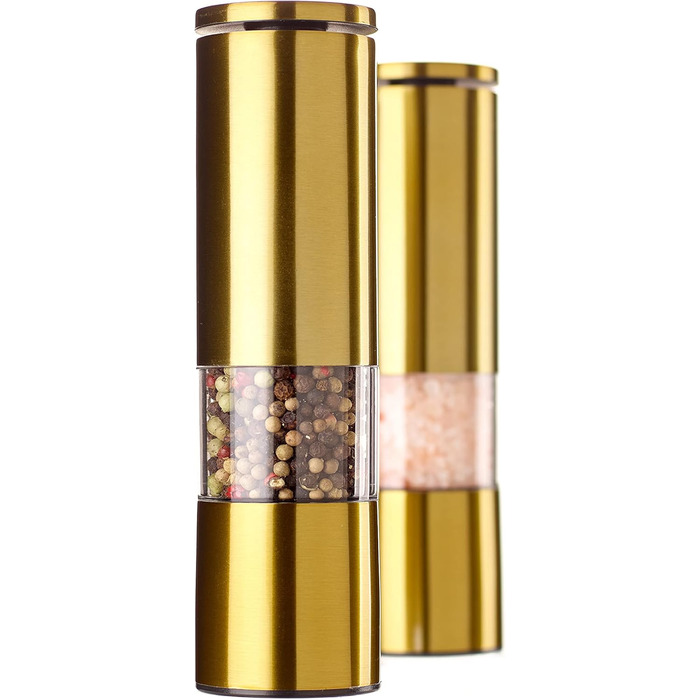 Набір для мелення перцю та солі Echtwerk (2 шт.), з нержавіючої сталі, ABS-керамічний механізм, ручний, для перцю, солі та чилі, Gold Edition