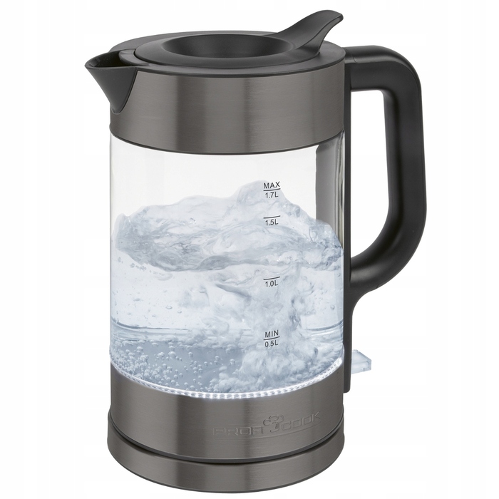 Електричний чайник Profi Cook WKS501331, 2200 Вт, 1,7 л, сріблястий/сірий