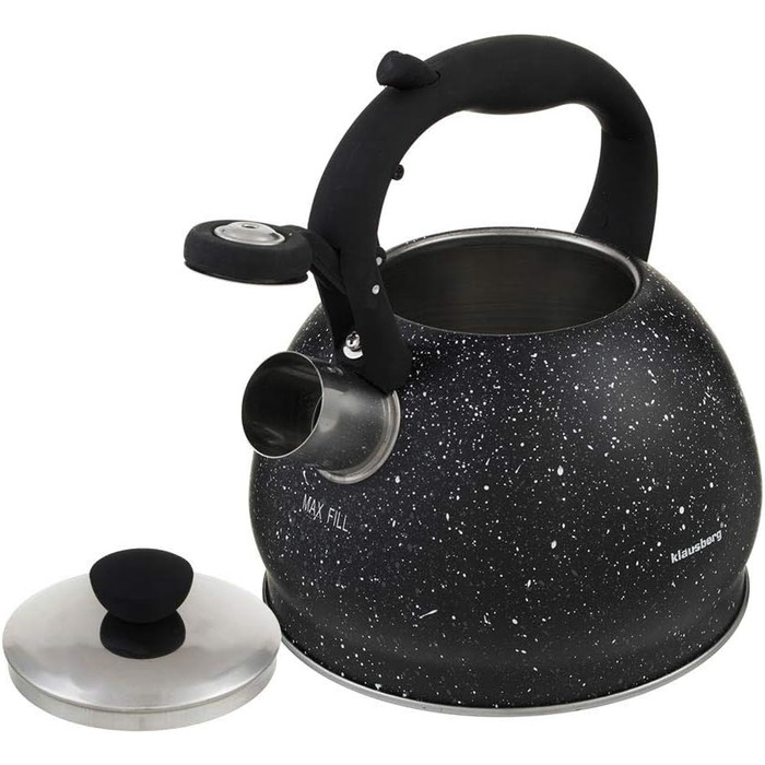 Чайник електричний Klausberg KB-7320, 2 літри, нержавіюча сталь, чорний