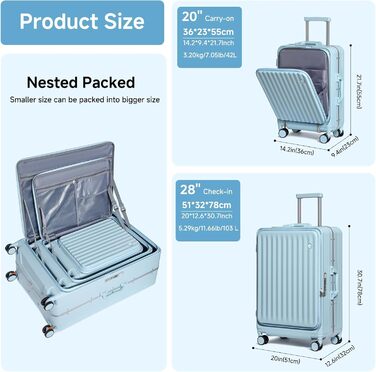 Набір валіз Sea Choice 2 в 1: Trolley 55/78 см, легкі, з TSA замком та тримачем для напоїв, зелений