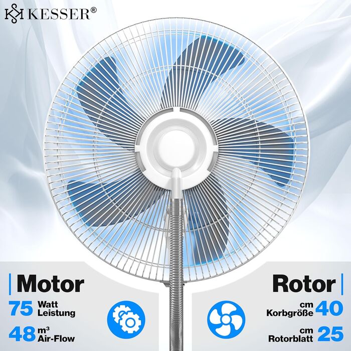 Настільний вентилятор KESSER Frosty з водяним охолодженням та ультразвуковим зволожувачем, з пультом ДУ та таймером, білий