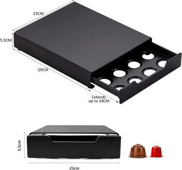 Організатор для капсул Dolce Gusto та Nespresso, шухляда на 20 капсул, чорний