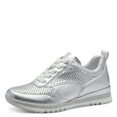 Жіночі кросівки Marco Tozzi, срібні, на шнурівці, веганські, 39 EU