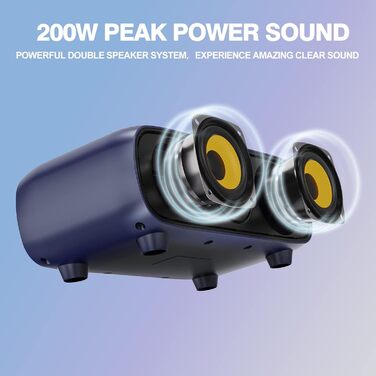 Караоке-машина DLARA Upgrade з Bluetooth, USB, TF-карткою та мікрофоном, портативна, для дорослих та дітей, з підставкою, AUX-in, PA-системою, блакитна Pro