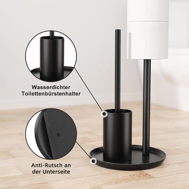 Тримач туалетного паперу з щіткою для унітазу (чорний матовий)