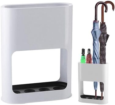 Підставка для парасольки з знімною підставкою для збору води, 22 x 9 x 28 см, 4 слоти, для дому, інтер'єру, в коридор (білий)