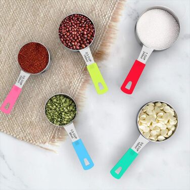 Wildone Measuring Cups & Spoons Set, 18-Piece, Stainless Steel, Stackable, 8 Measuring Cups and 9 Measuring Spoons, 1 Leveler, Ideal for Dry and Liquid Ingredients (Black)