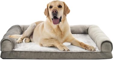 Amazon Basics Foam Dog and Pet Bed with Removable Cover, Gray, (L x W x H) (U-shaped Sofa - Brown, 112 x 89 x 20 cm)