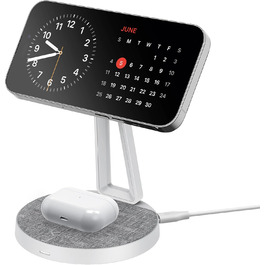 XLayer MagFix Pro 2-в-1 зарядний стан для Apple MagSafe: підставка, бездротова зарядка iPhone 16/15/14/13/12/11 Pro Max Plus, AirPods (сірий/білий)