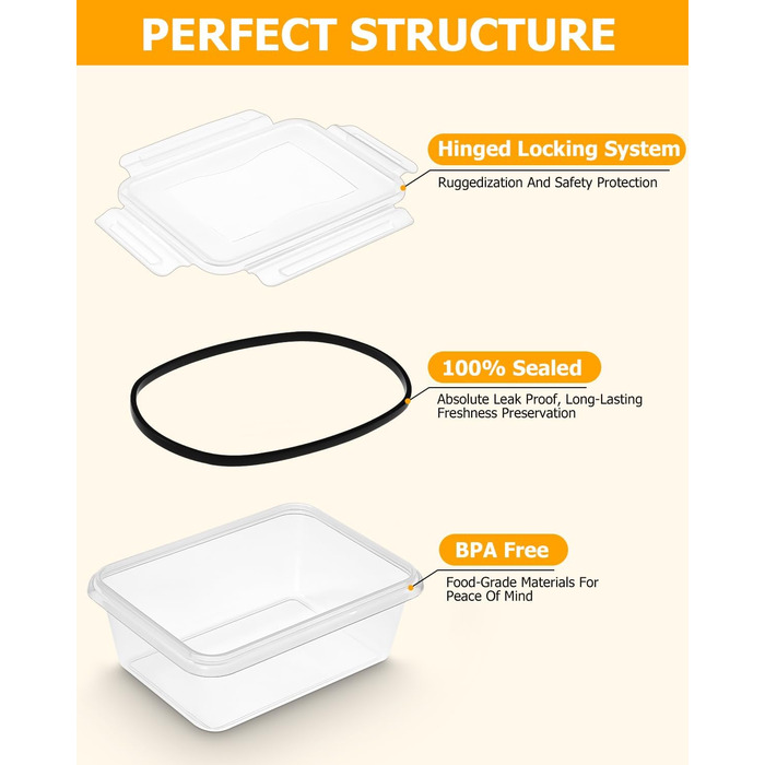 Набір контейнерів для зберігання продуктів 24 шт. з кришкою, герметичні, для кухні, 1L/0.84L/0.7L/0.55L/0.35L