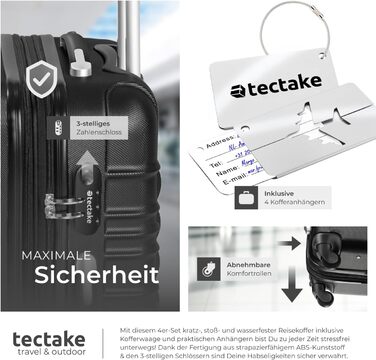Набір валіз Tectake® 4 шт. з ABS-пластику, S-M-L-XL, з роликами, телескопічним ручками та замками, з ваговою та аксесуарами для валіз