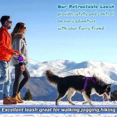 МігооПет (MigooPet) повідок для собак, висувна, 4.6 м, для собак малих та великих порід (до 45/115 кг), фіолетовий