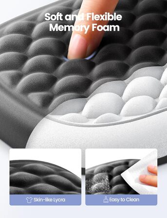 Підставка для зап'ястя VAYDEER під клавіатуру з підлокітником з Memory Foam - для комфортної роботи за комп'ютером (Світло-сіра, 1 шт.)