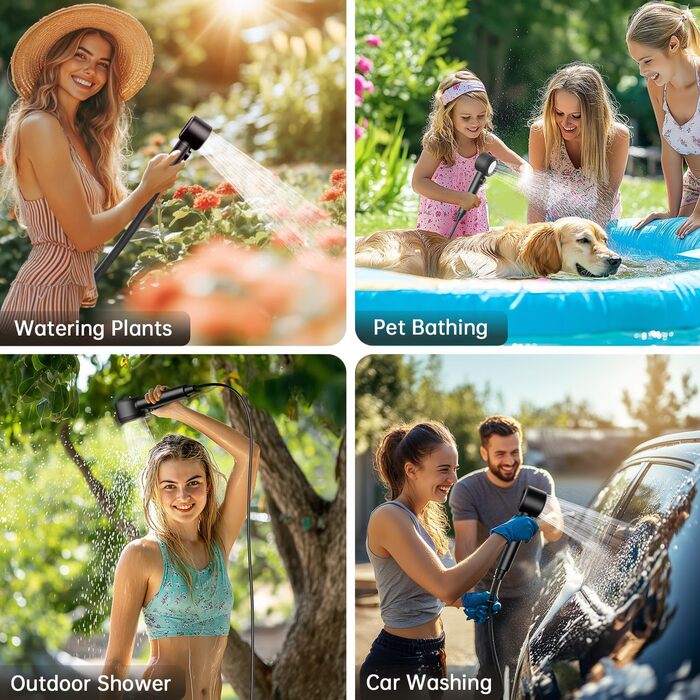 Митрікс Душ для кемпінгу портативний, 8000mAh з індикатором температури, 19 л, складаний відро, для кемпінгу, подорожей, саду, піших прогулянок, миття авто (чорний)